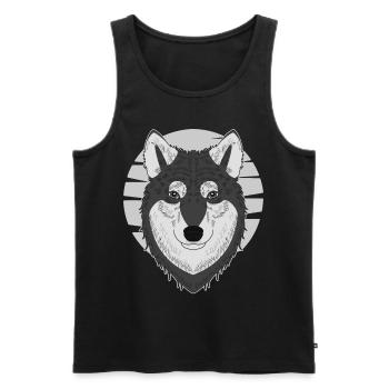 Wolf - Männer Premium Bio Tank Top - Schwarz - Vorne - AI Model Male 178 light (178cm)