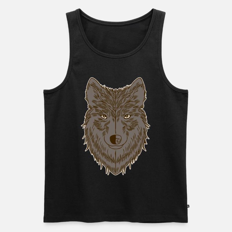 Wolfsmotiv - Männer Premium Bio Tank Top - Schwarz