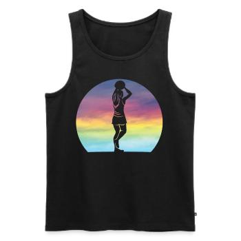 Netball Player Geschenk Retro Sonnenuntergang Netball Liebhaber - Männer Premium Bio Tank Top - Schwarz - Vorne - AI Model Male 178 light (178cm)