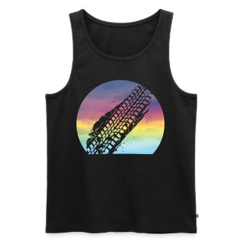 Mudding Retro Sunset Cute Mudding Tire Track ATV - Men's Premium Organic Tank Top - black - Front - AI Model Male 178 light (178cm)