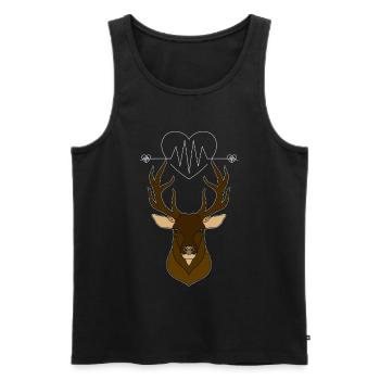 Heartbeat with heart and deer antlers Deer antlers - Men's Premium Organic Tank Top - black - Front - AI Model Male 178 light (178cm)