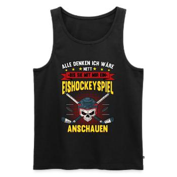 Eishockey Fan Eishockeyspiel - Männer Premium Bio Tank Top - Schwarz - Vorne - Michal (187cm)