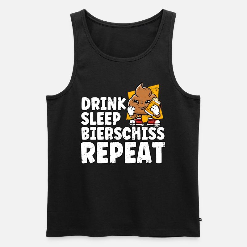 Drink Sleep Bierschiss Repeat Bier - Männer Premium Bio Tank Top - Schwarz