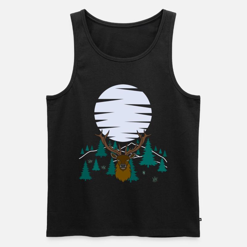 Hirsch Mond Geweih mit Hirschgeweih - Männer Premium Bio Tank Top - Schwarz