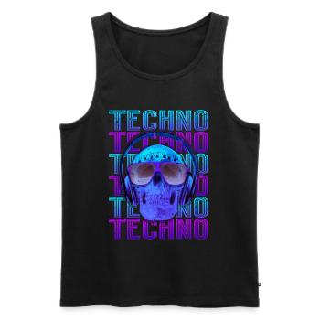 Techno Musik - Männer Premium Bio Tank Top - Schwarz - Vorne - AI Model Male 178 light (178cm)
