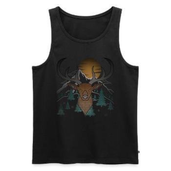 Bois de lune de cerf avec bois de cerf - Débardeur bio Premium Homme - noir - Devant - AI Model Male 178 light (178cm)