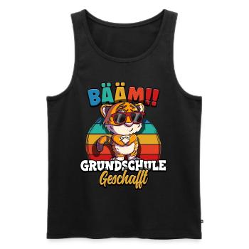 Bääm Grundschule Geschafft - Männer Premium Bio Tank Top - Schwarz - Vorne - AI Model Male 178 light (178cm)