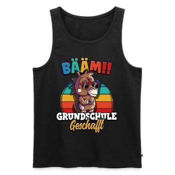 Bääm Grundschule Geschafft - Männer Premium Bio Tank Top - Schwarz - Vorne - AI Model Male 178 light (178cm)