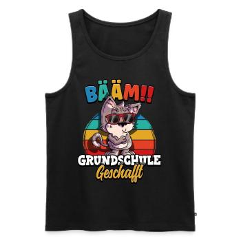 Bääm Grundschule Geschafft - Männer Premium Bio Tank Top - Schwarz - Vorne - AI Model Male 178 light (178cm)