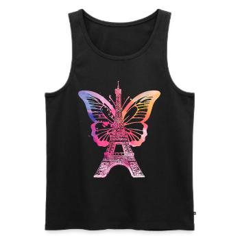 Paris France City Skyline Tour Eiffel Art - Débardeur bio Premium Homme - noir - Devant - AI Model Male 178 light (178cm)