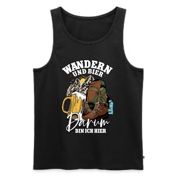 Wanderer Wander Wandern und Bier darum bin ich - Männer Premium Bio Tank Top - Schwarz - Vorne - AI Model Male 178 light (178cm)
