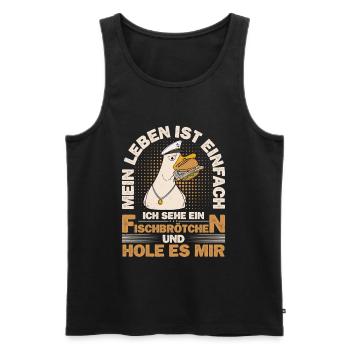 Fischbrötchen Möwe Norddeutsch - Männer Premium Bio Tank Top - Schwarz - Vorne - AI Model Male 178 light (178cm)