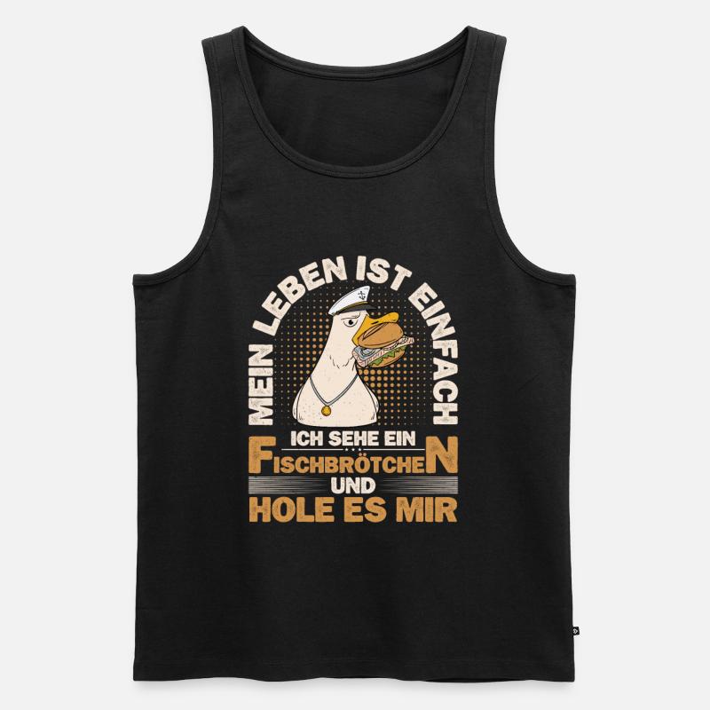 Fischbrötchen Möwe Norddeutsch - Männer Premium Bio Tank Top - Schwarz
