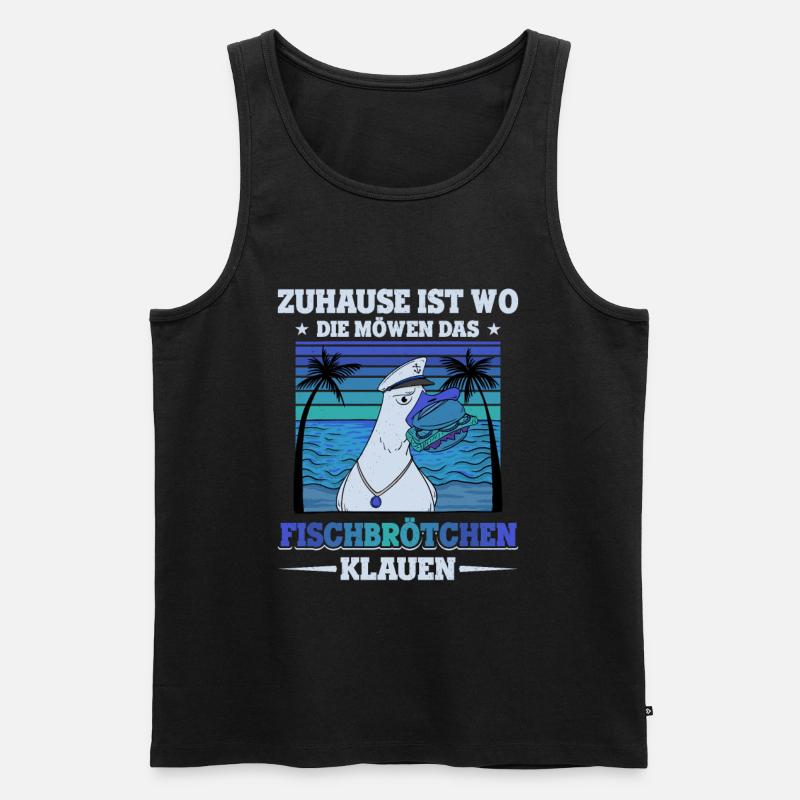 Fischbrötchen Möwe Norddeutsch - Männer Premium Bio Tank Top - Schwarz