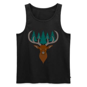 Bois de cerf rouge avec des bois de cerf - Débardeur bio Premium Homme - noir - Devant - AI Model Male 178 light (178cm)