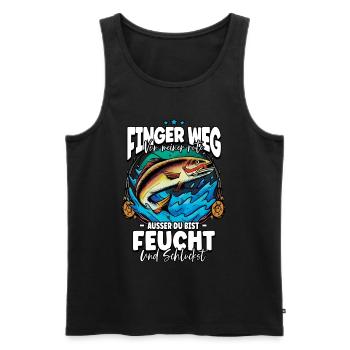 Finger Weg Von Meiner Rute Angeln Angler - Männer Premium Bio Tank Top - Schwarz - Vorne - AI Model Male 178 light (178cm)