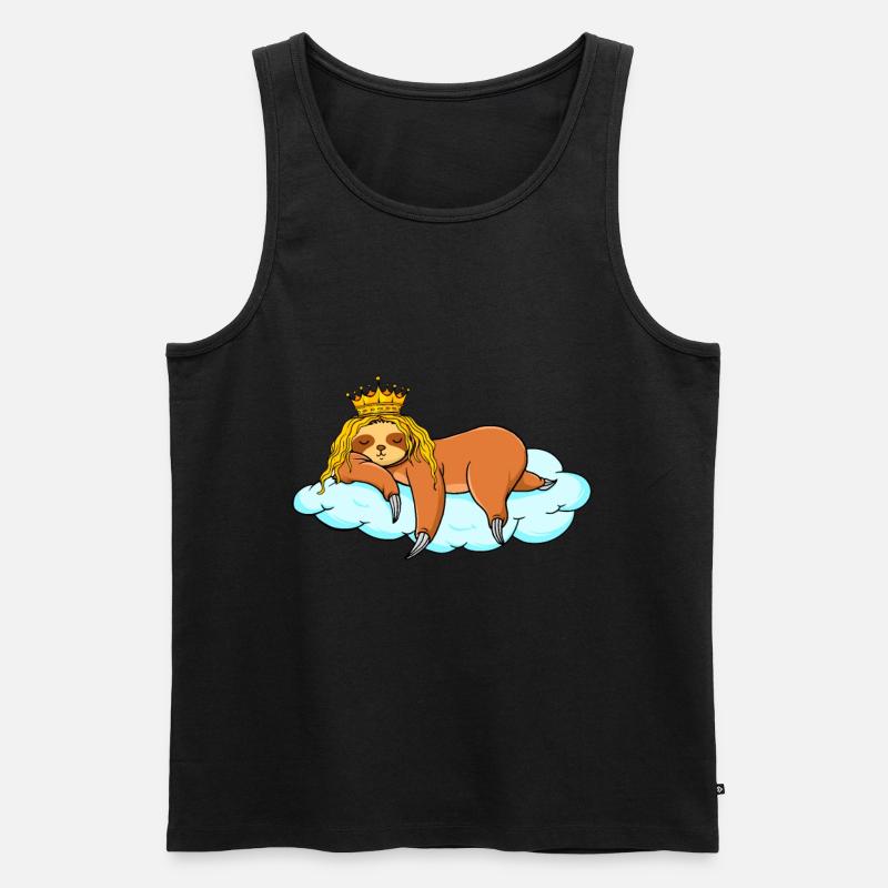 Schlafendes Faultier mit Krone - Männer Premium Bio Tank Top - Schwarz
