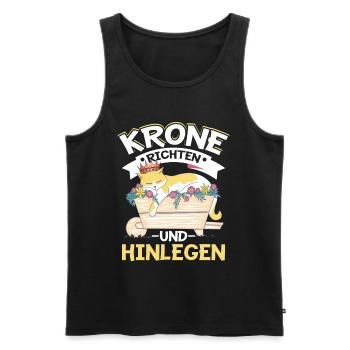 Katze mit Krone Design für Faulenzer - Männer Premium Bio Tank Top - Schwarz - Vorne - AI Model Male 178 light (178cm)