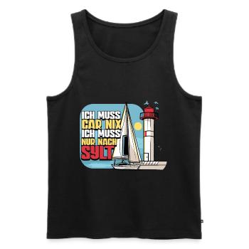Sylt - Männer Premium Bio Tank Top - Schwarz - Vorne - AI Model Male 178 light (178cm)