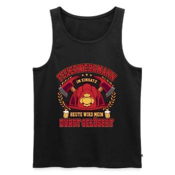 Feuerwehrmann Im Einsatz Feuerwehr - Männer Premium Bio Tank Top - Schwarz - Vorne - Michal (187cm)