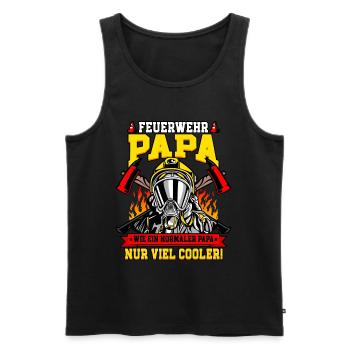 Feuerwehr Papa Feuerwehrmann - Männer Premium Bio Tank Top - Schwarz - Vorne - Michal (187cm)