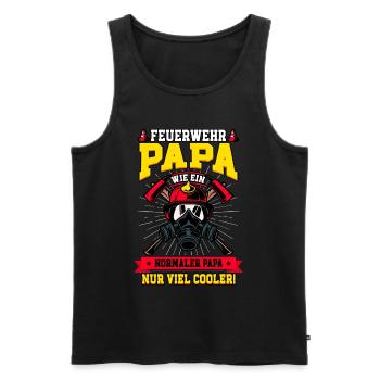 Feuerwehr Papa Feuerwehrmann - Männer Premium Bio Tank Top - Schwarz - Vorne - Michal (187cm)