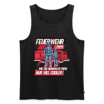Feuerwehr Papa Feuerwehrmann - Männer Premium Bio Tank Top - Schwarz - Vorne - Michal (187cm)