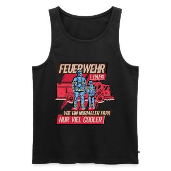 Feuerwehr Papa Feuerwehrmann - Männer Premium Bio Tank Top - Schwarz - Vorne - Michal (187cm)