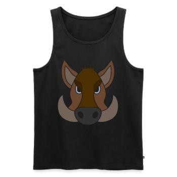 Motif animal de sanglier Imprimé avec sanglier - Débardeur bio Premium Homme - noir - Devant - AI Model Male 178 light (178cm)