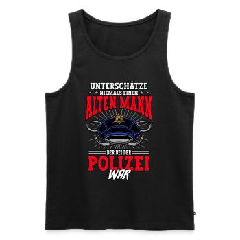 Polizist Polizei Rente Pension - Männer Premium Bio Tank Top - Schwarz - Vorne - Michal (187cm)