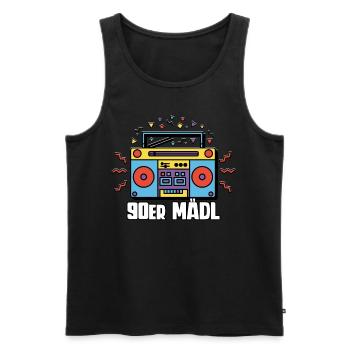90er Jahre Mädl Mädchen Frauen - Männer Premium Bio Tank Top - Schwarz - Vorne - Michal (187cm)
