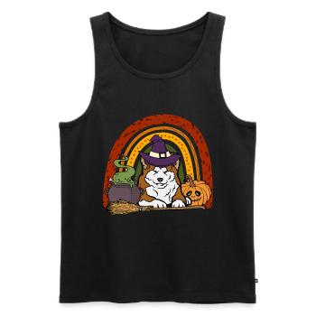 Mignon Akita Halloween Costume Chien - Débardeur bio Premium Homme - noir - Devant - Michal (187cm)