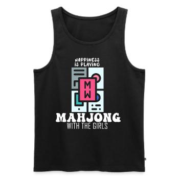 Le bonheur, c’est de jouer au mahjong avec les filles Chin - Débardeur bio Premium Homme - noir - Devant - Michal (187cm)
