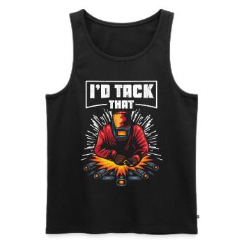 Ich würde diesen lustigen Schweiß-Wortspiel Eisenarbeiter anheften - Männer Premium Bio Tank Top - Schwarz - Vorne - Michal (187cm)