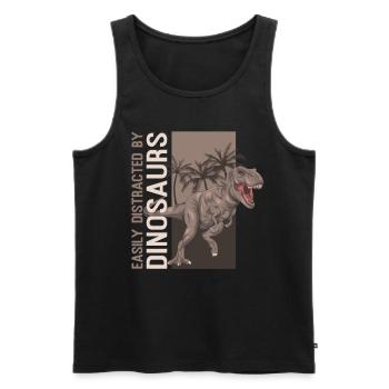 Facilement distrait par les dinosaures drôles de T-Rex - Débardeur bio Premium Homme - noir - Devant - Michal (187cm)