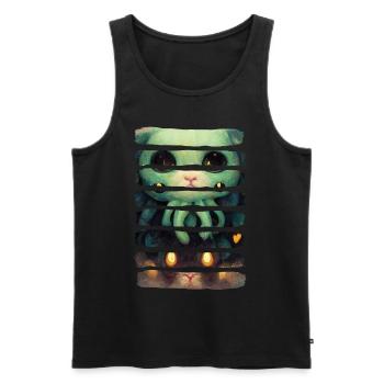 Cute Cthulhu Cathulhu Funny Lovecraft Horror Cat - Men's Premium Organic Tank Top - black - Front - AI Model Male 178 light (178cm)
