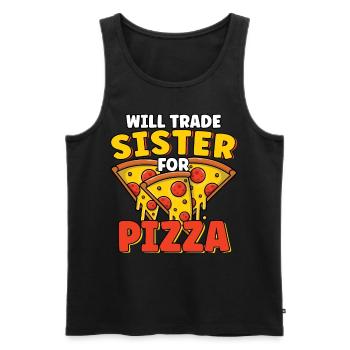 Échangera sa sœur contre un amateur de pizza drôle de frère - Débardeur bio Premium Homme - noir - Devant - Michal (187cm)