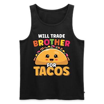 Will Trade Brother For Tacos Lover Cute Funny - Men's Premium Organic Tank Top - black - Front - AI Model Male 178 light (178cm)