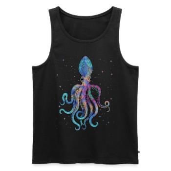 Outer Space Octopus Psychedelic Kraken Cosmic - Men's Premium Organic Tank Top - black - Front - AI Model Male 178 light (178cm)