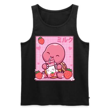 Kawaii Turtle Lover Strawberry Milk Shake Otaku - Débardeur bio Premium Homme - noir - Devant - Michal (187cm)