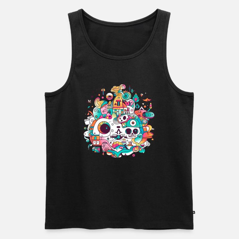 Trippiges Design - Männer Premium Bio Tank Top - Schwarz