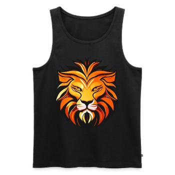 Tête de lion colorée - Débardeur bio Premium Homme - noir - Devant - Michal (187cm)