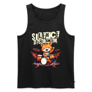 Drums Drums Silence Destroyer Cat Funny - Débardeur bio Premium Homme - noir - Devant - Michal (187cm)