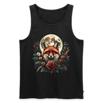 Cottagecore Fox Full Moon Floral Nature - Men's Premium Organic Tank Top - black - Front - AI Model Male 178 light (178cm)