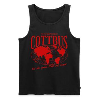 Cottbus Home Football Gift - Men's Premium Organic Tank Top - black - Front - Michal (187cm)