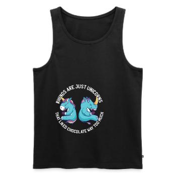 Einhorn Nashorn Lustig Schokolade Geschenk Witz - Männer Premium Bio Tank Top - Schwarz - Vorne - Michal (187cm)