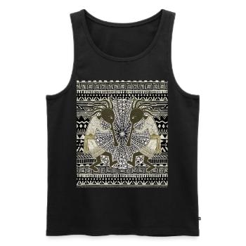 Native American Kokopelli Musicans - Mandala 1 - Männer Premium Bio Tank Top - Schwarz - Vorne - AI Model Male 178 light (178cm)