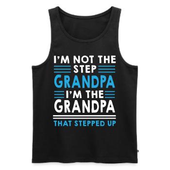 Step Grandpa Stepped Up - Father's Day Grandfather - Men's Premium Organic Tank Top - black - Front - AI Model Male 178 light (178cm)