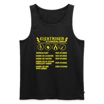 Lustiges Elektriker Shirt Stundenlohn Geschenk - Männer Premium Bio Tank Top - Schwarz - Vorne - Michal (187cm)