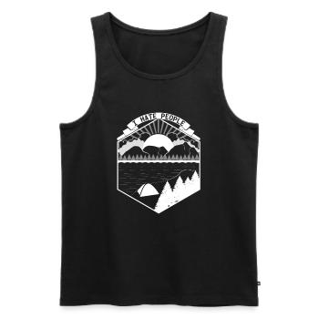 Funny Camping Shirt I hate people nature - Men's Premium Organic Tank Top - black - Front - AI Model Male 178 light (178cm)